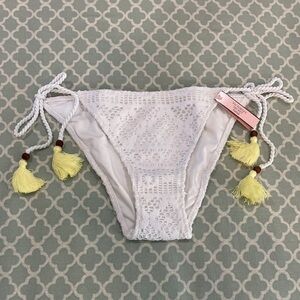 Victoria’s Secret Crochet Side Tie Bikini Bottom White S NWT